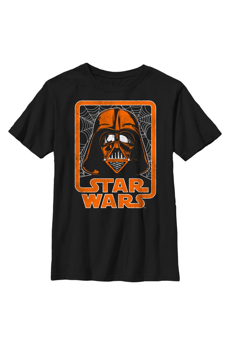 Boy's Star Wars Halloween Darth Vader Spider Webs Logo  Graphic T-Shirt, Main, color, Black