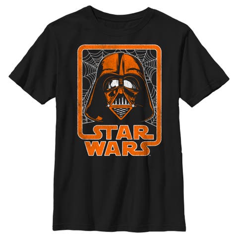 Boy's Star Wars Halloween Darth Vader Spider Webs Logo  Graphic T-Shirt