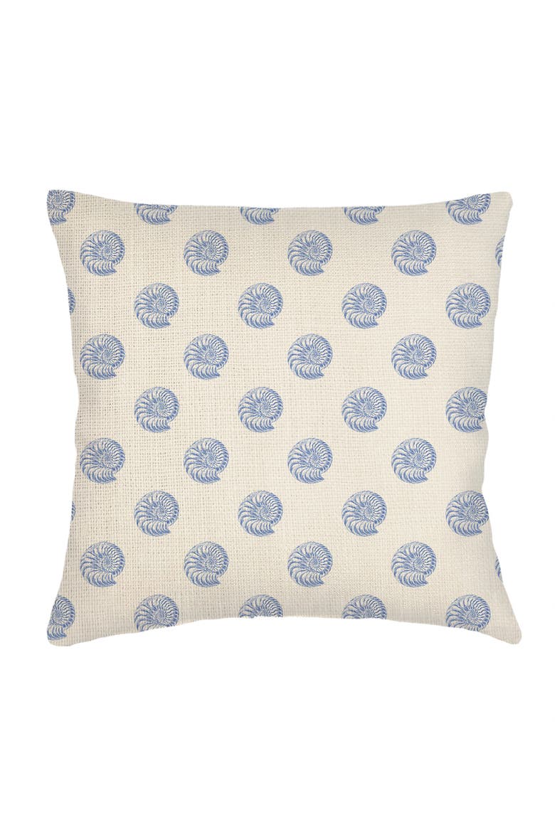 Nautilus Shell Linen Euro Pillow 26x26 with Down Insert, Main, color, Blue