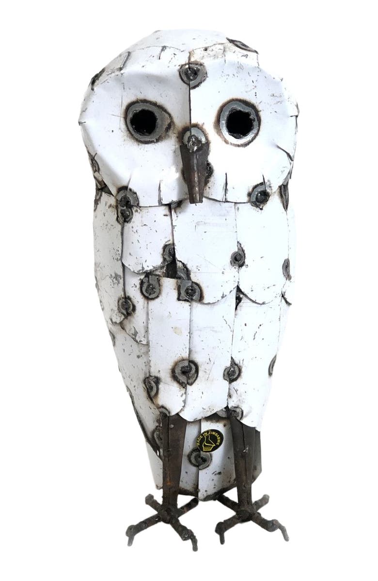 Mbare Snowy White Owls - Recycled Metal, Main, color, White