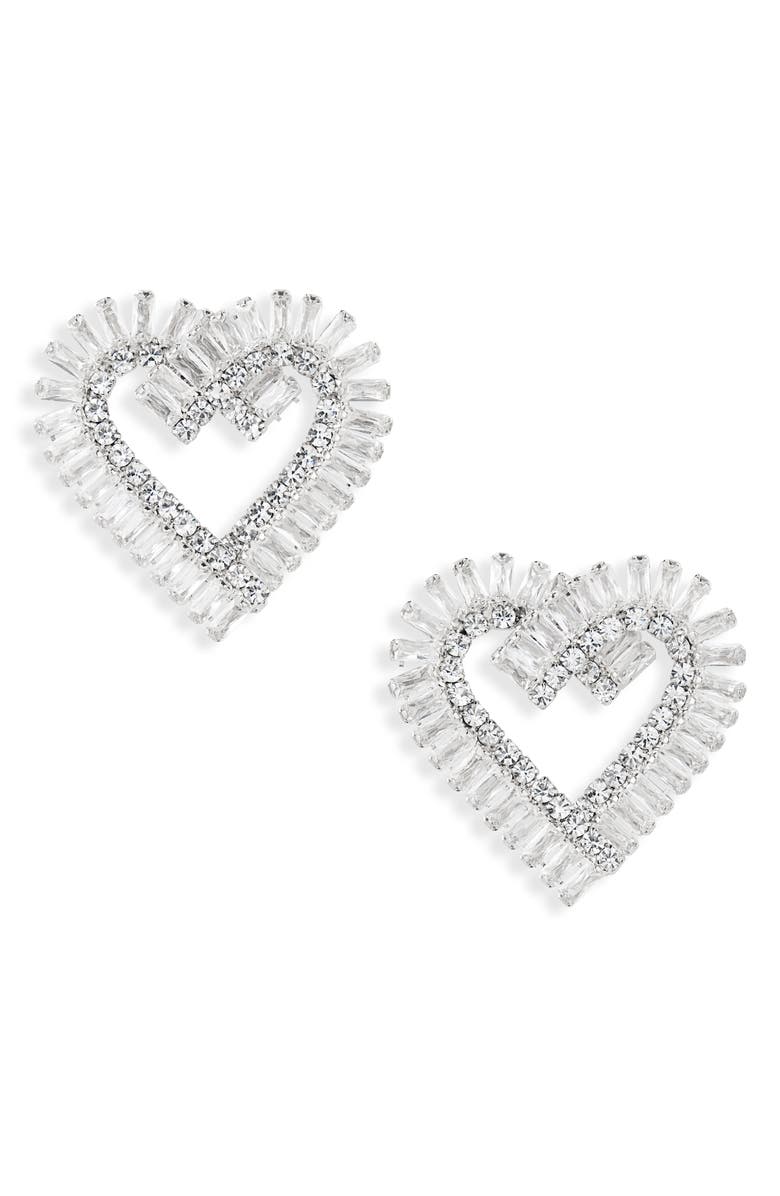 Tasha Cubic Zirconia & Crystal Heart Stud Earrings, Main, color,