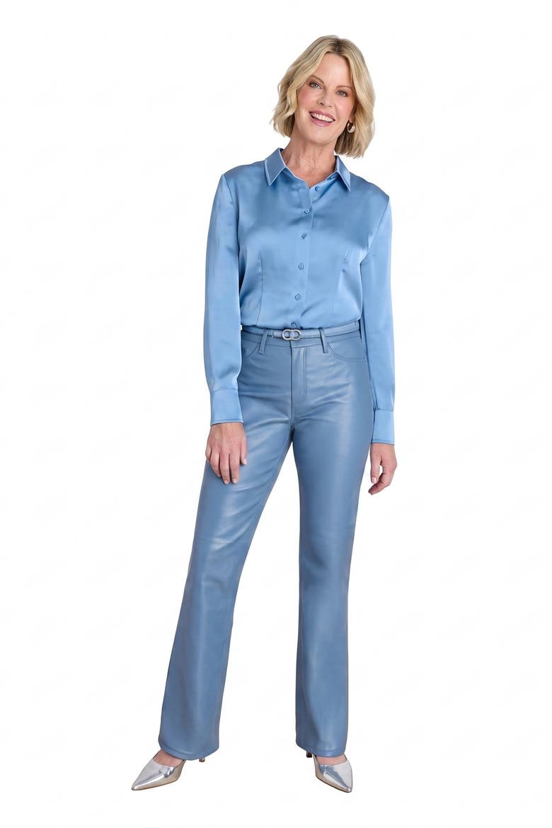 Paulina Silky Blouse, Alternate, color, Coastal Blue