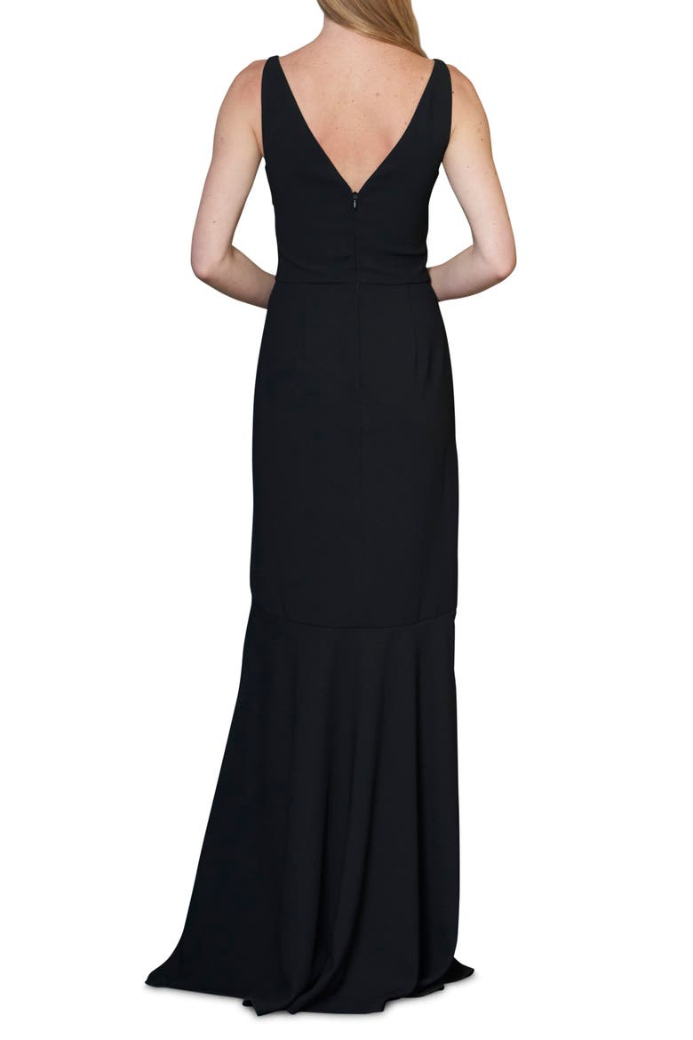 Twist Front Crepe Gown, Alternate, color, JET