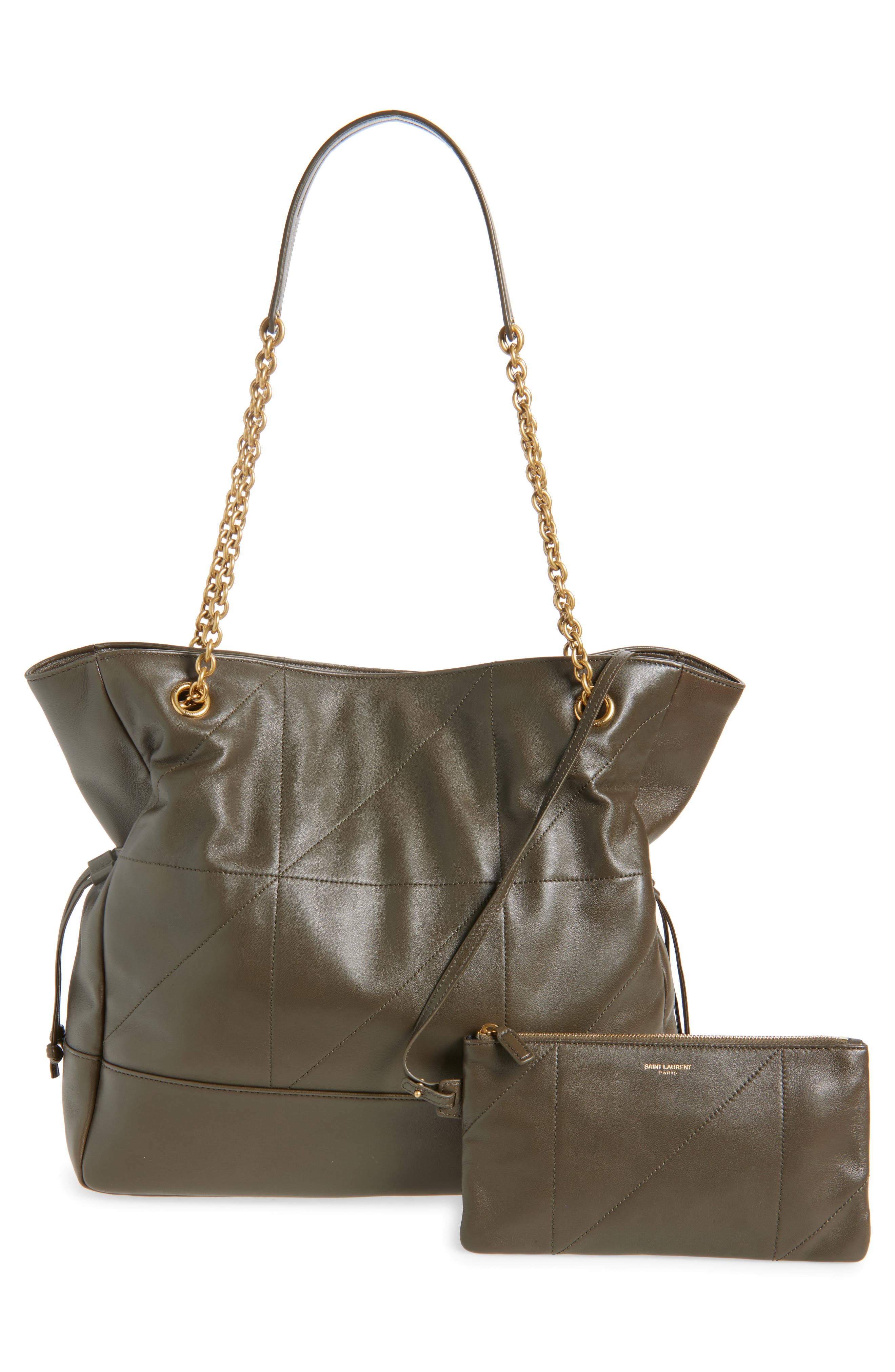 Saint Laurent Jamie 4.3 Patchwork Leather Shopper, Alternate, color, Light Musk