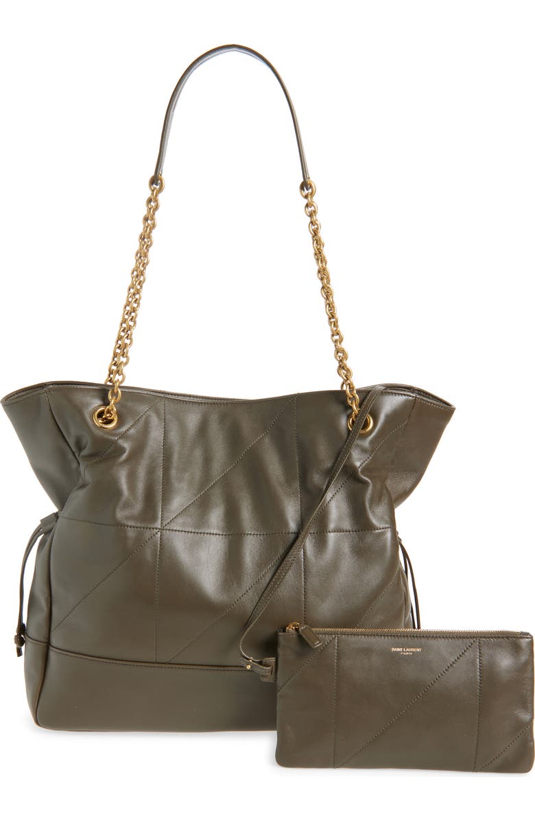 Saint Laurent Jamie 4.3 Patchwork Leather Shopper, Alternate, color, Light Musk