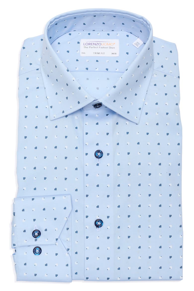 Print Trim Fit Dress Shirt, Alternate, color, LIGHT BLUE