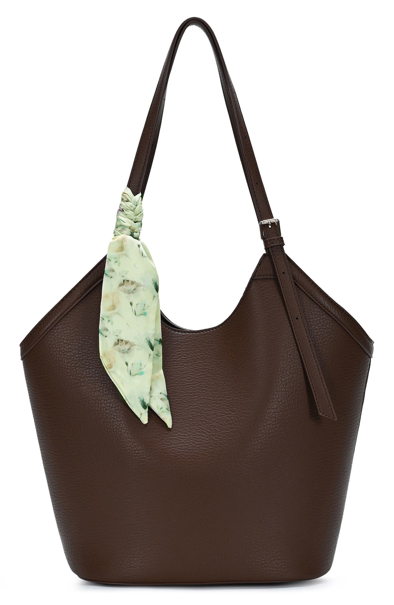 Faux Leather Tote with Scarf