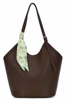 Faux Leather Tote with Scarf