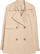 AK ANNE KLEIN Double Breasted Sateen Trench Coat