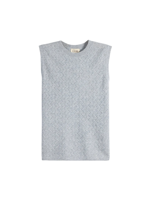 Ajour Knit Crewneck Cashmere Vest