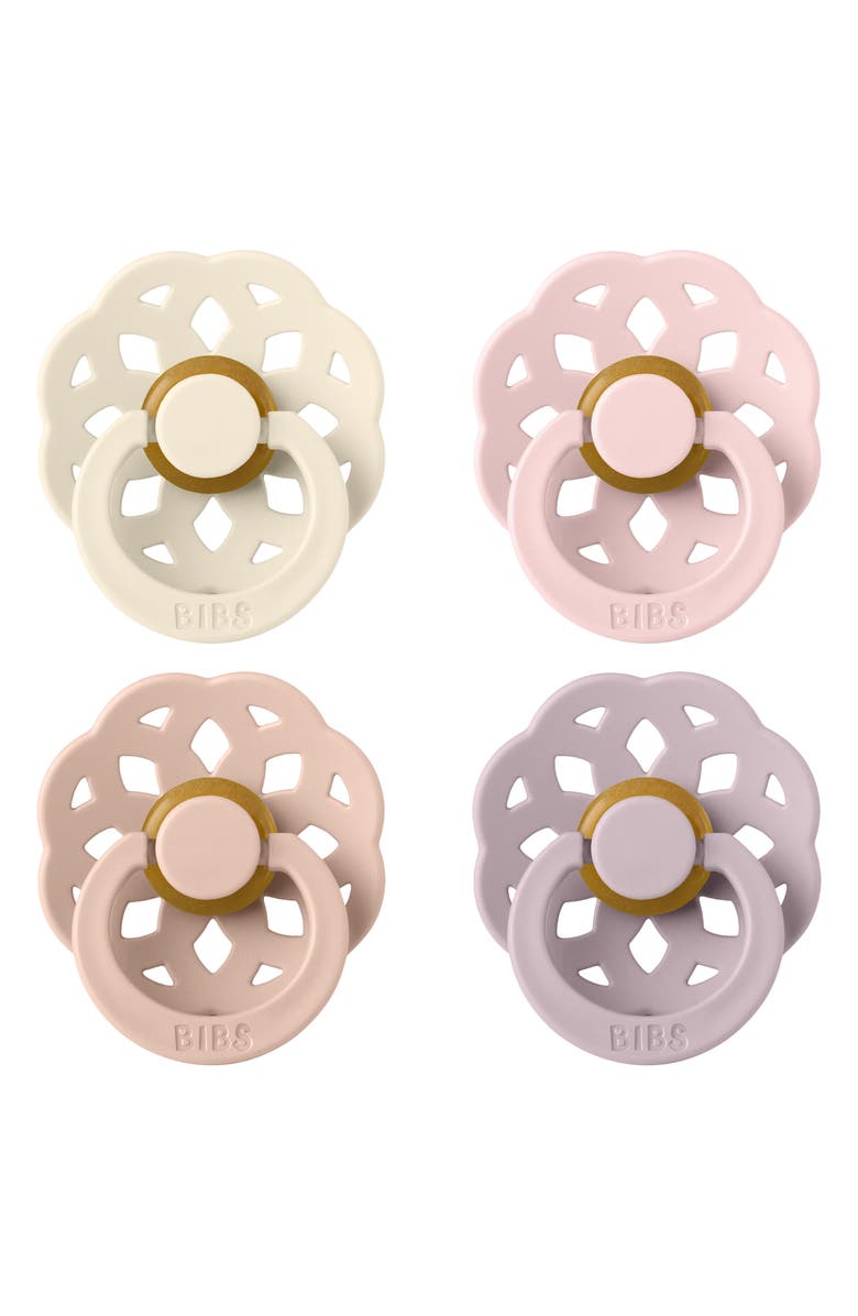BIBS Boheme 4-Pack Pacifier Set - Size 2, Main, color, Ivory/ Blush/ Blossom/ Lilac
