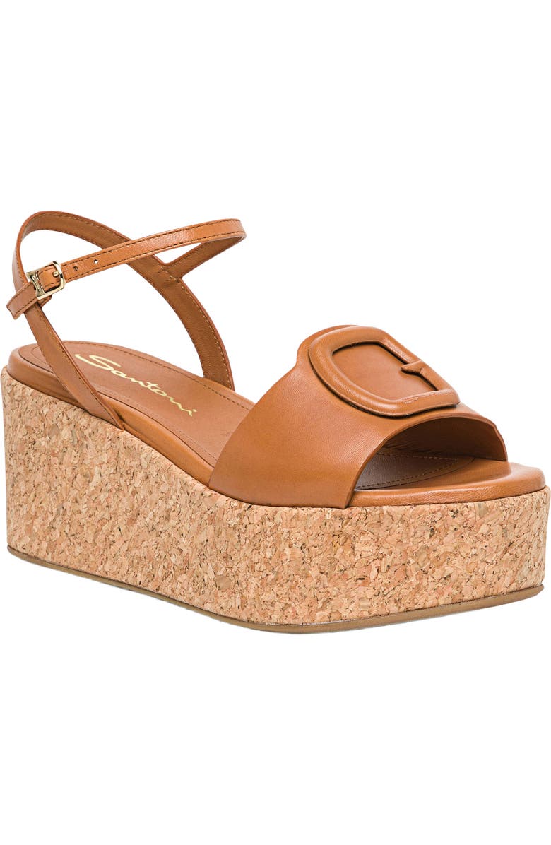 Santoni Women
s wedge, Alternate, color, Light Brown