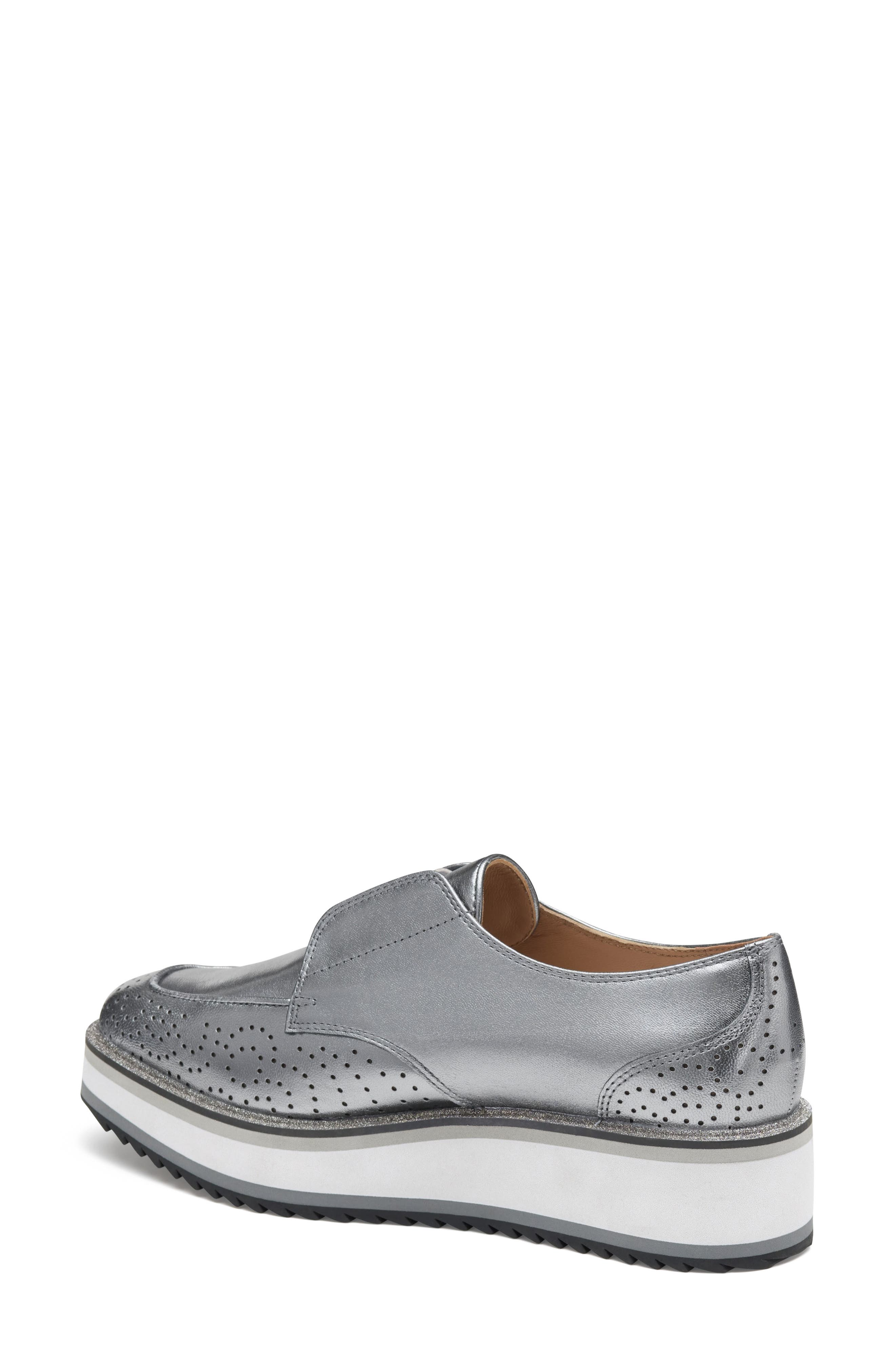 Johnston & Murphy Gracelyn Platform Wedge Derby, Alternate, color, Pewter Metallic Sheepskin