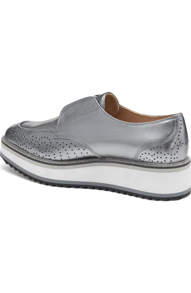 Johnston & Murphy Gracelyn Platform Wedge Derby, Alternate, color, Pewter Metallic Sheepskin