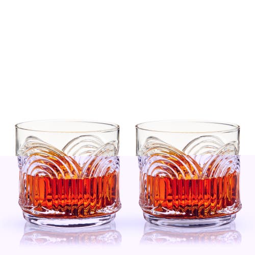 Viski Deco Beau Crystal Lowball Tumblers Set Of 2 In Clear