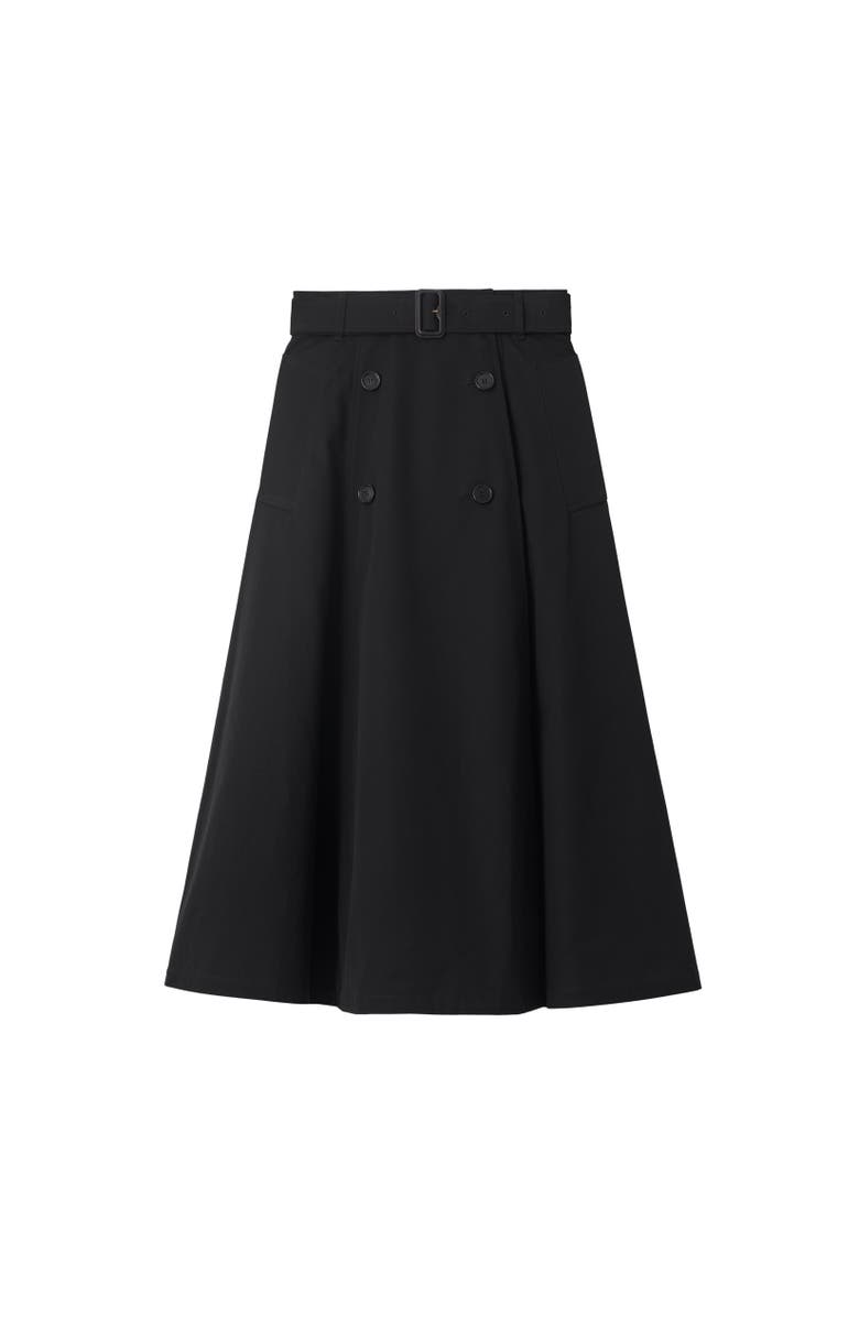 Burberry Gabardine Trench Midi Skirt, Alternate, color, Black