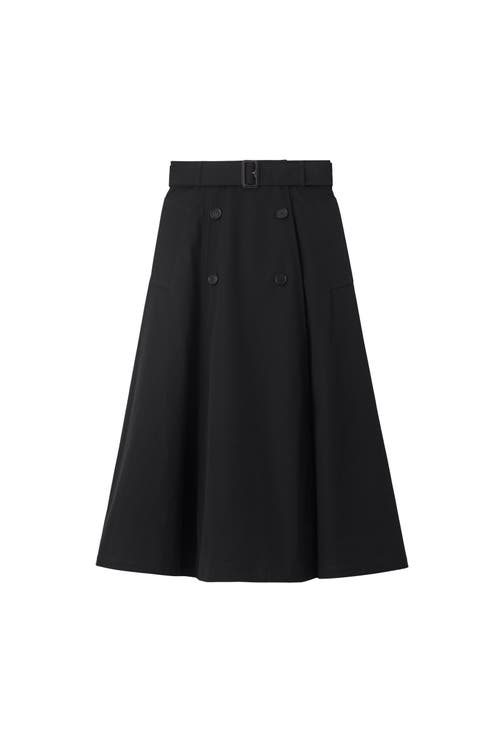 Burberry Belted Gabardine Midi Skirt In Black