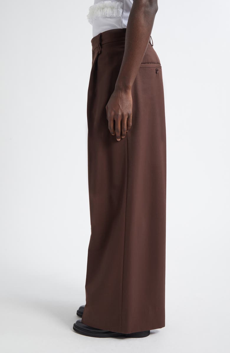 Simone Rocha Pleated Wide Leg Virgin Wool Blend Trousers, Alternate, color, 