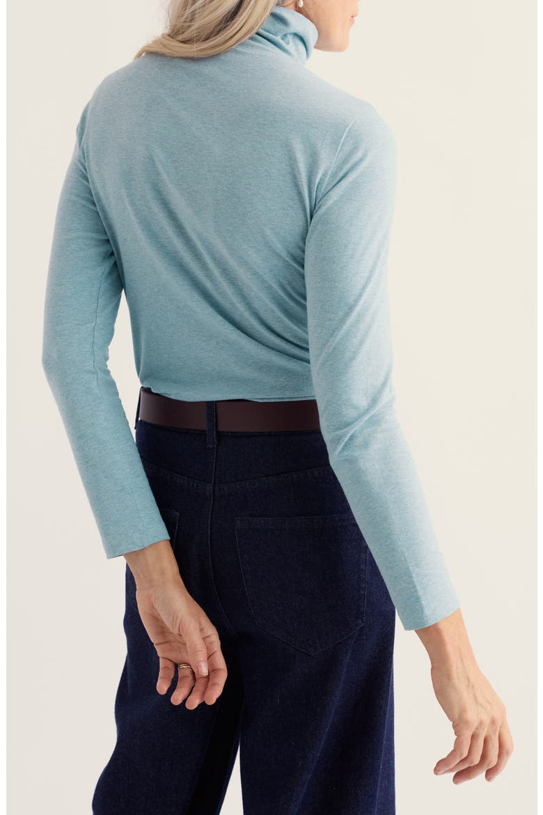Landing Turtleneck Stretch Organic Cotton Top, Alternate, color, LICHEN