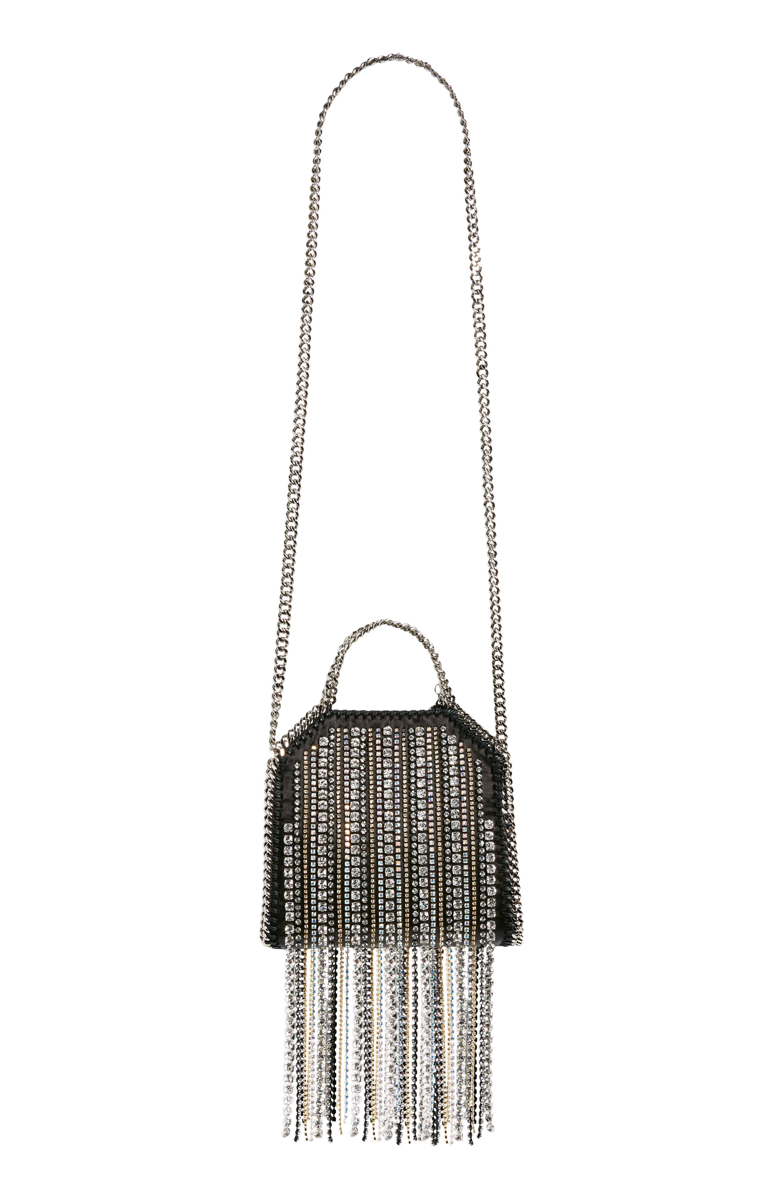 Tiny Falabella Crystal Fringe Tote, Alternate, color, 1000 BLACK