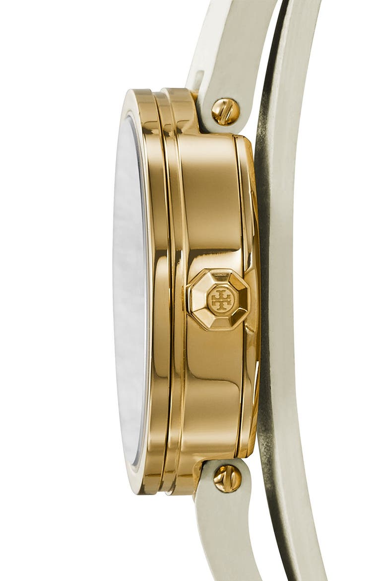 'Reva' Logo Dial Double Wrap Leather Strap Watch, 28mm, Alternate, color, IVORY/ GOLD
