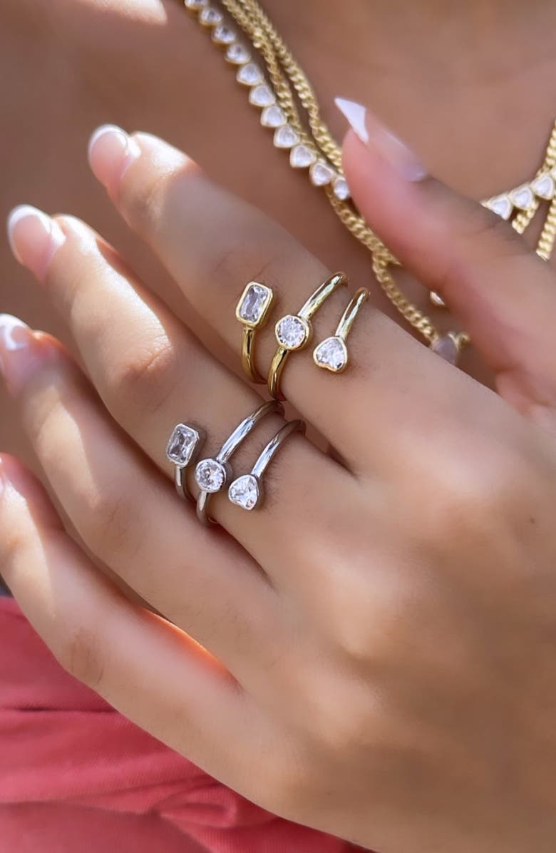 SHYMI Cubic Zirconia Bezel Wrap Ring, Alternate, color, Silver/ White