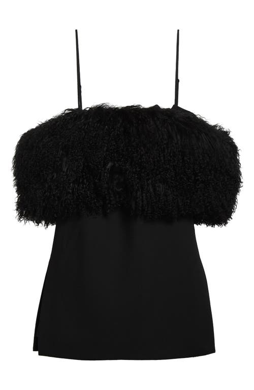 Alexander Wang Convertible Minidress With Genuine Shearling Stole In Black