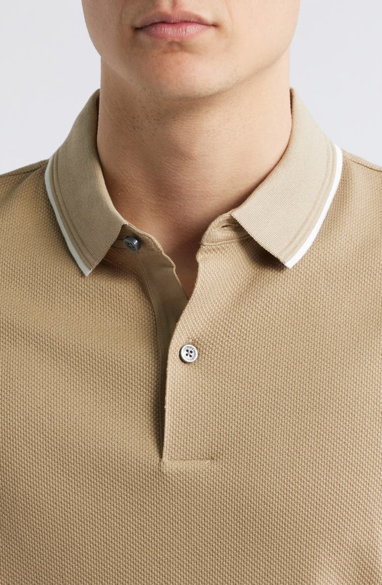 BOSS Prout Tipped Cotton Piqué Polo, Alternate, color, Light Beige