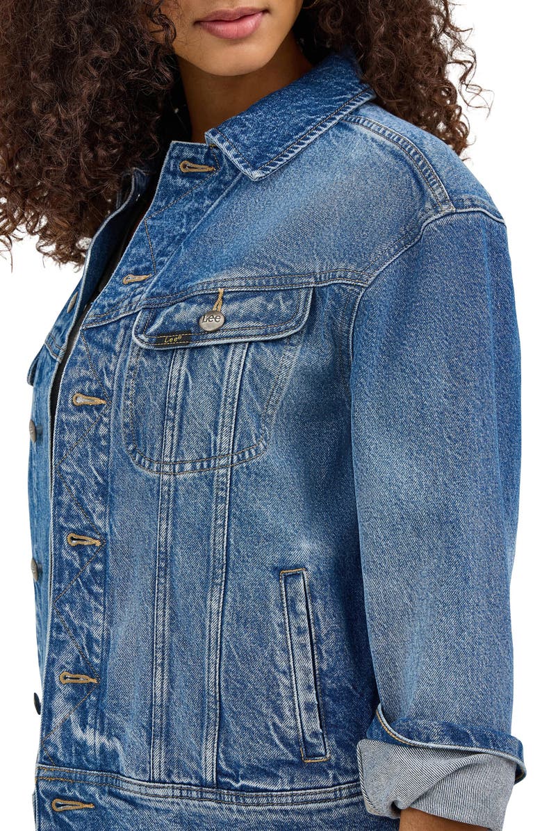 Lee Loose Rider Denim Trucker Jacket, Alternate, color, Mid Chapter