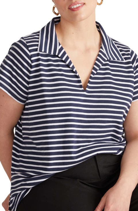 Breton Stripe Polo Shirt (Plus)