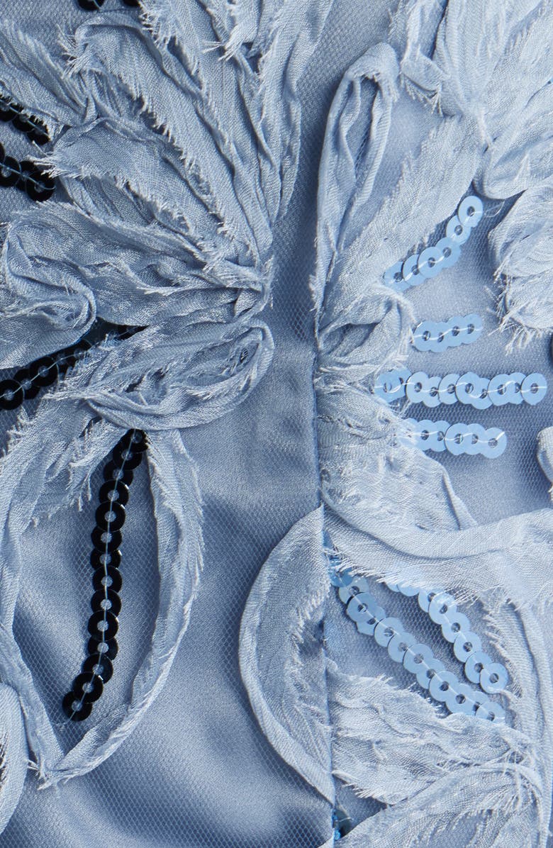 Tahari ASL Sequin Soutache Lace Cocktail Midi Dress, Alternate, color, Sky Blue