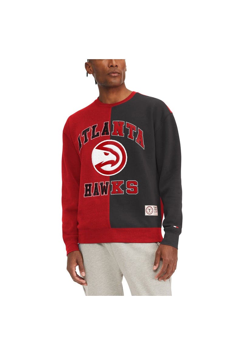 Men's Tommy Jeans Red/Black Atlanta Hawks Keith Split Pullover Sweatshirt, Main, color, Red