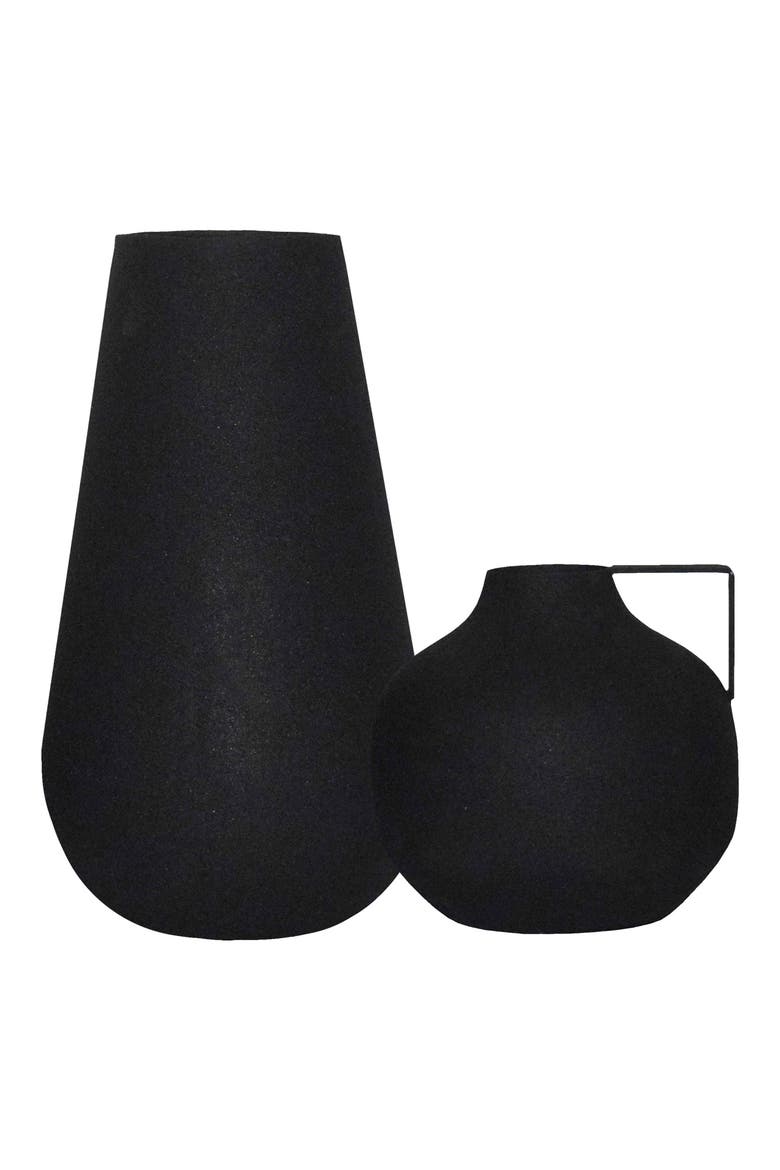 Roove Set of 2 Iron Vases, Main, color, BLACK