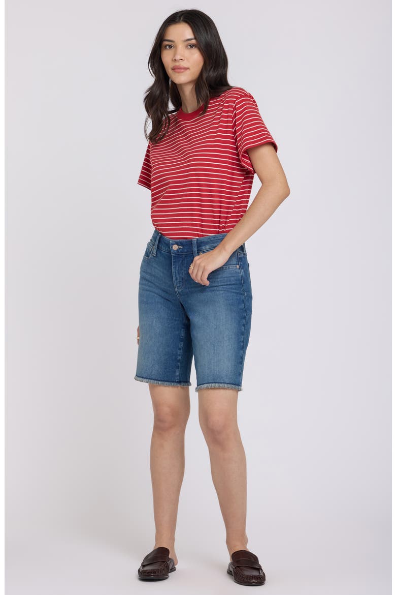 Lilly Frayed Relaxed Long Denim Shorts, Alternate, color, BREEZY PALMS