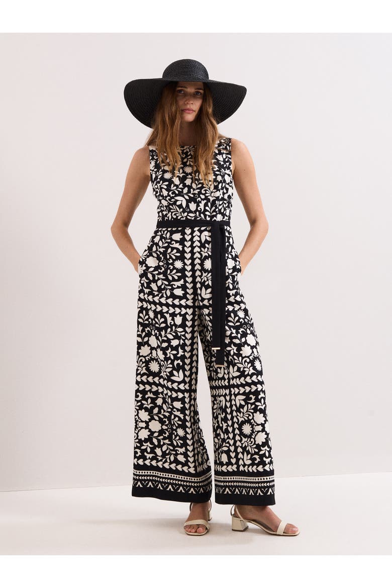 Cyra Printed Jumpsuit, Main, color, Black/Ivory