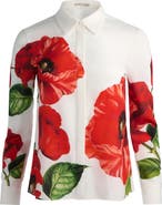 Alice + Olivia Willa Floral Print Silk Button-Up Shirt