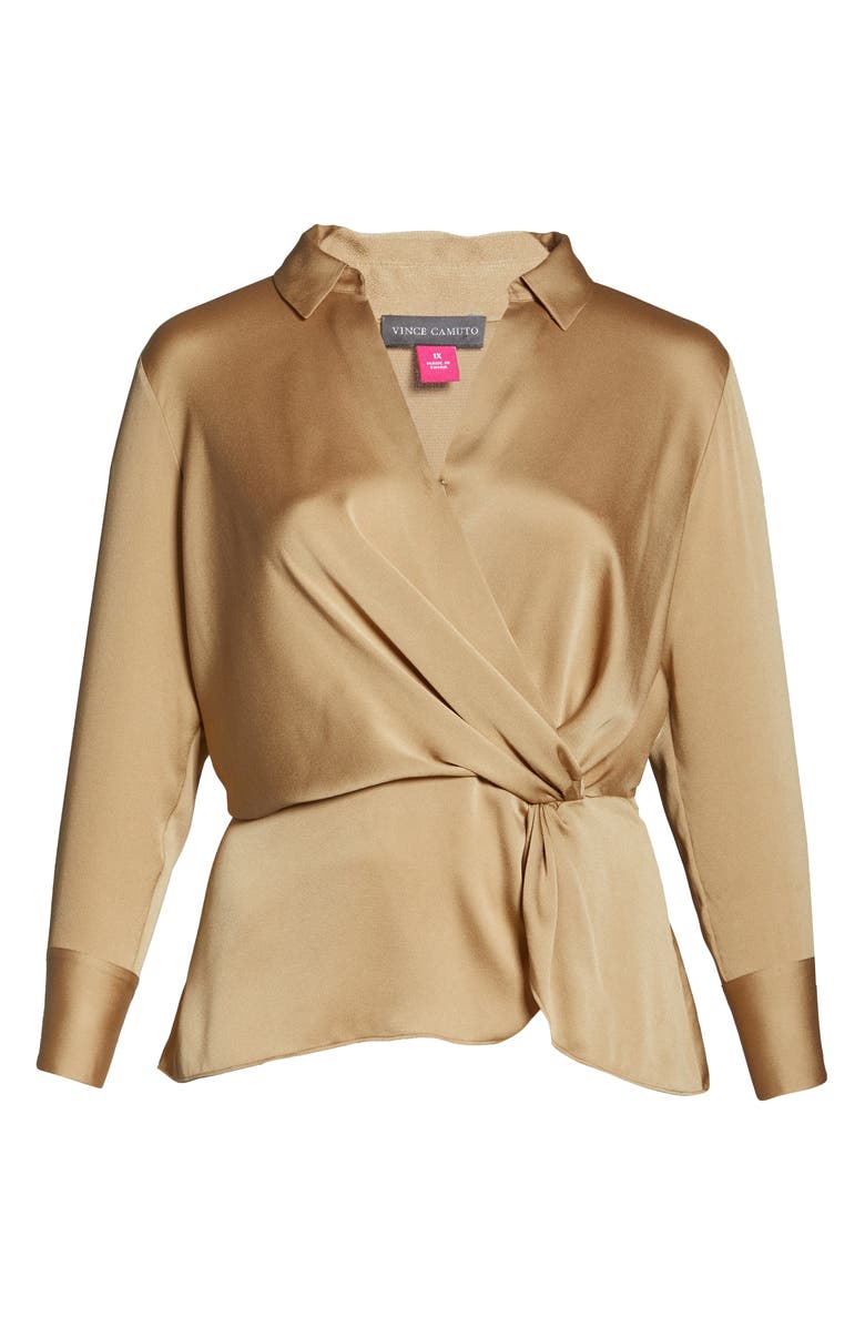 Vince Camuto Twist Detail Hammered Satin Blouse, Alternate, color, 