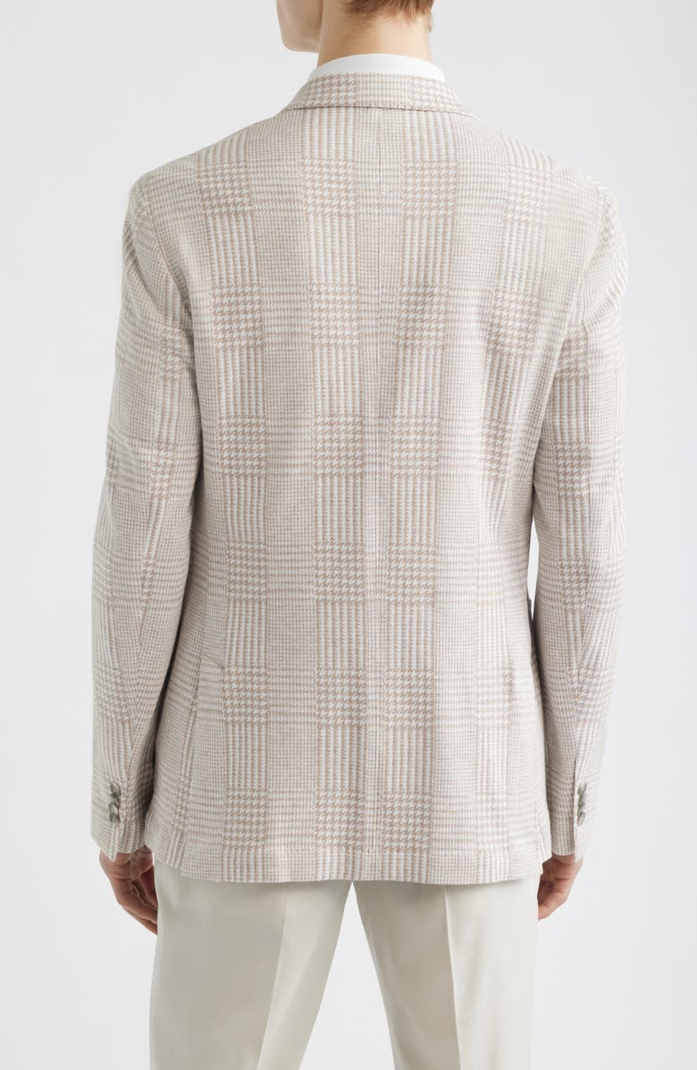 Emanuel Berg Prince of Wales Check Knit Cotton & Linen Sport Coat, Alternate, color, Light Beige