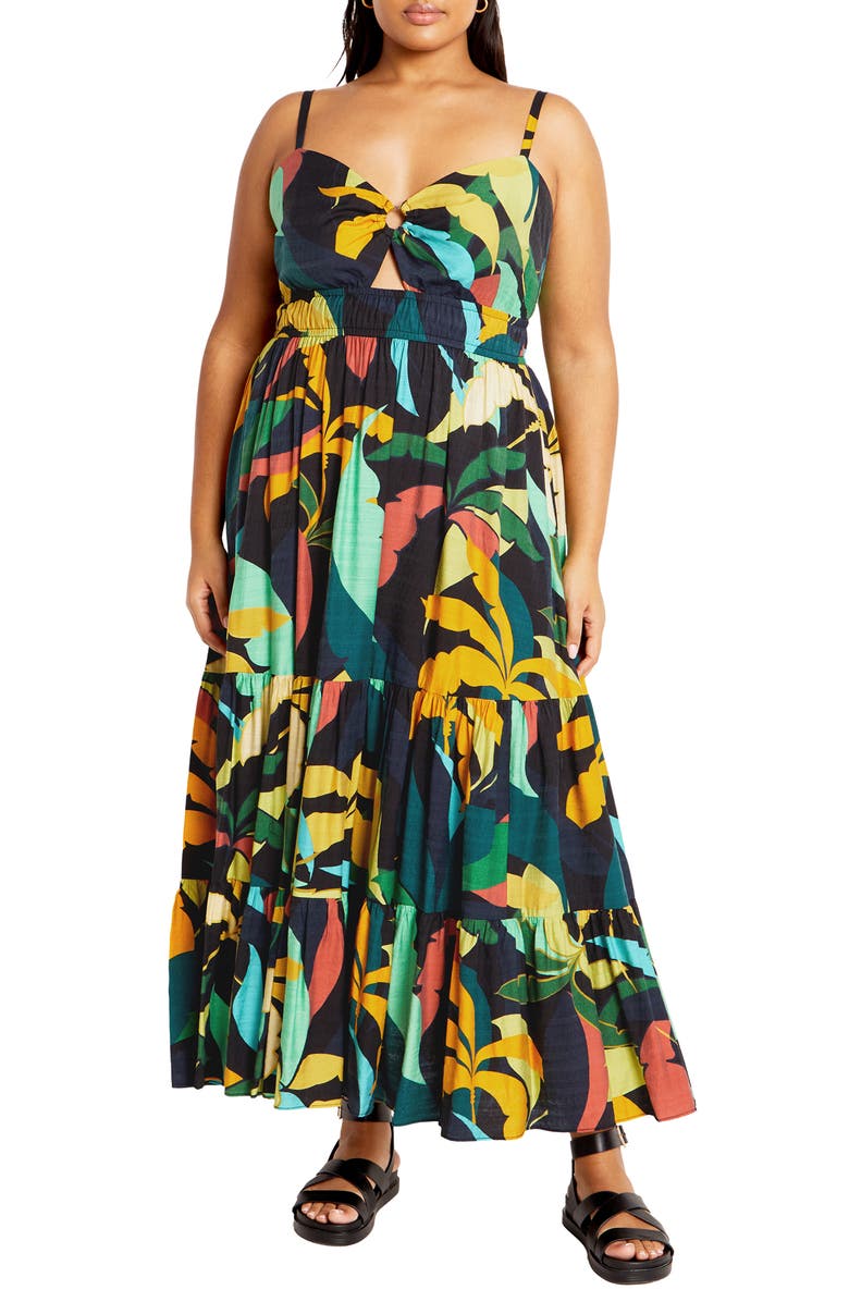 City Chic Harlow Print Sleeveless Maxi Dress, Main, color,