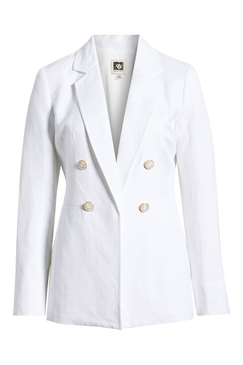Double Breasted Linen Blend Blazer, Alternate, color, CRISP WHITE