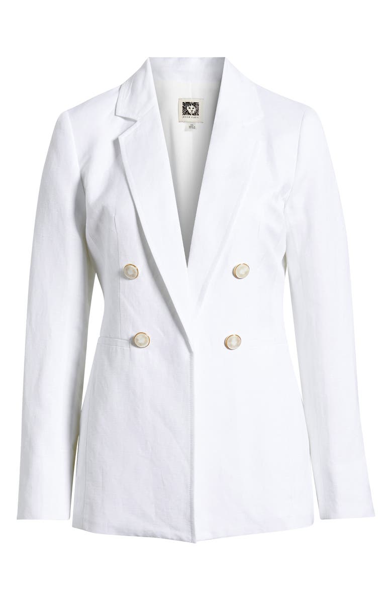 Anne Klein Double Breasted Linen Blend Blazer, Alternate, color, 