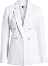Anne Klein Double Breasted Linen Blend Blazer