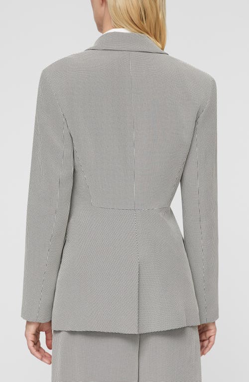 Lafayette 148 Fluid Houndstooth Jacquard Single Button Fitted Blazer In Gray