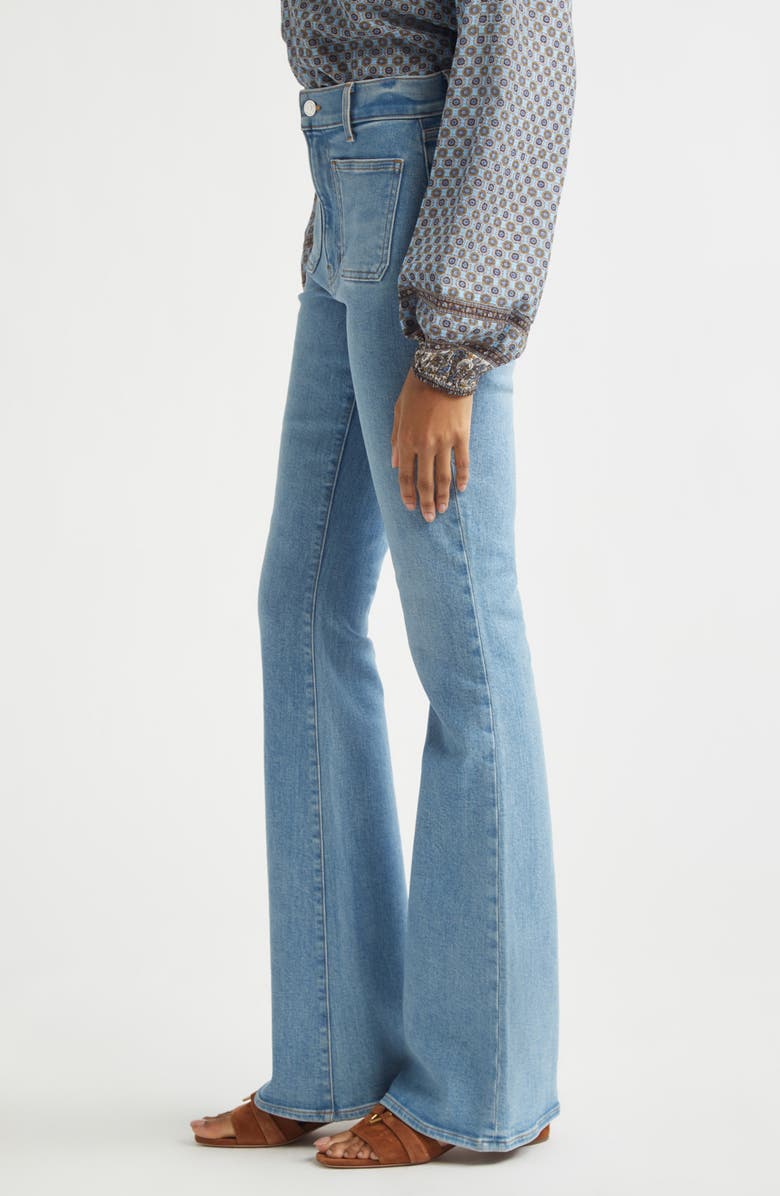 Veronica Beard Beverly High Waist Skinny Flare Leg Jeans, Alternate, color, Silverwood Blue