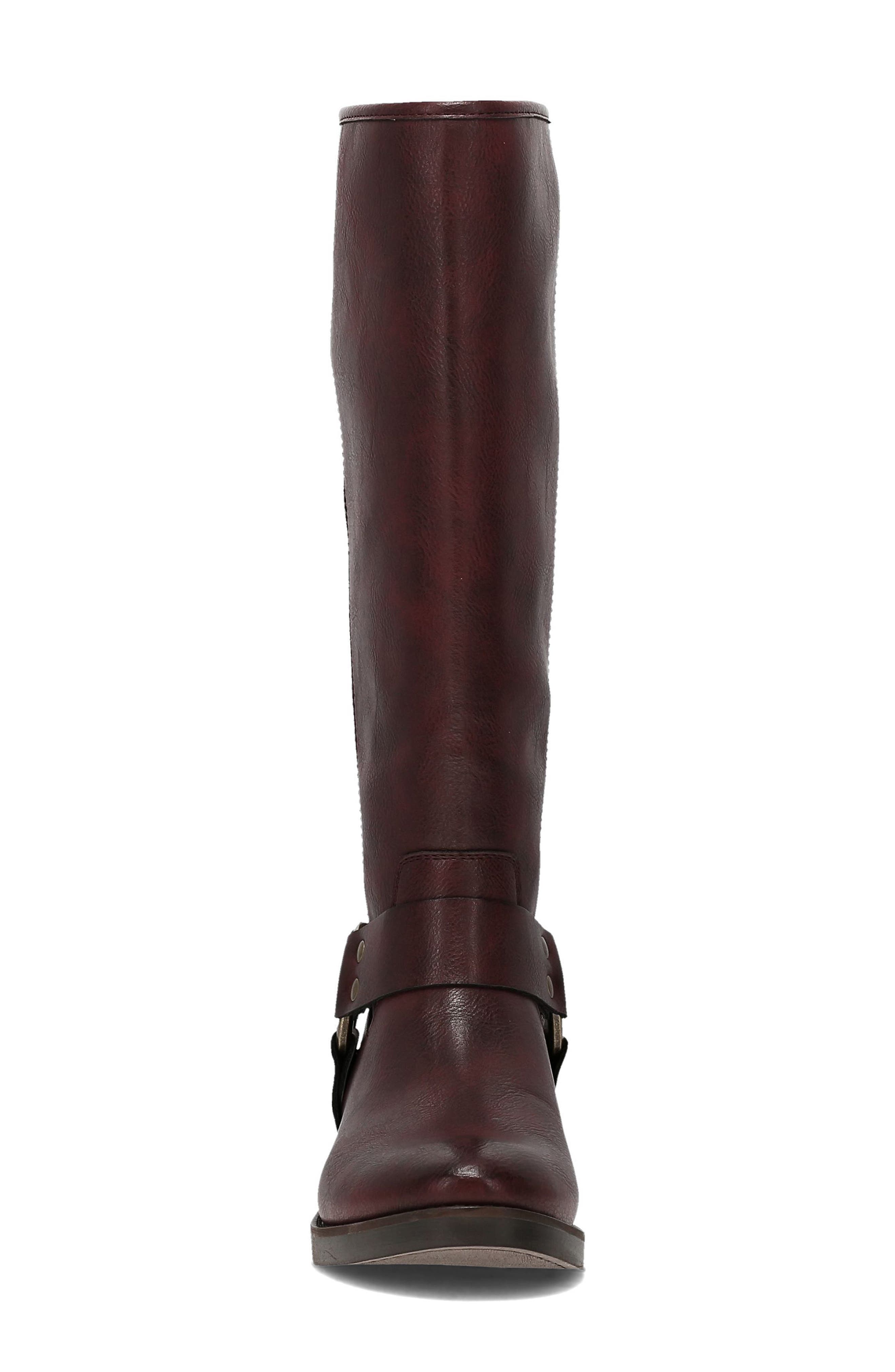 Kellie Harness Faux Leather Tall Boot, Alternate, color, MULBERRY