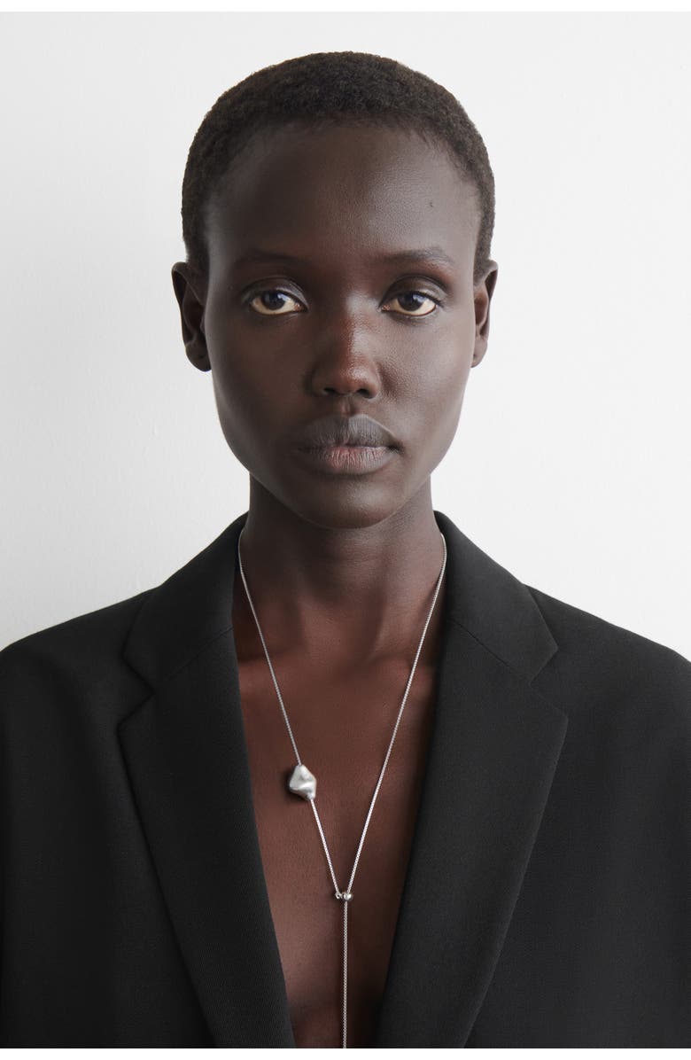 COS Molten Pendant Necklace, Main, color, Silver