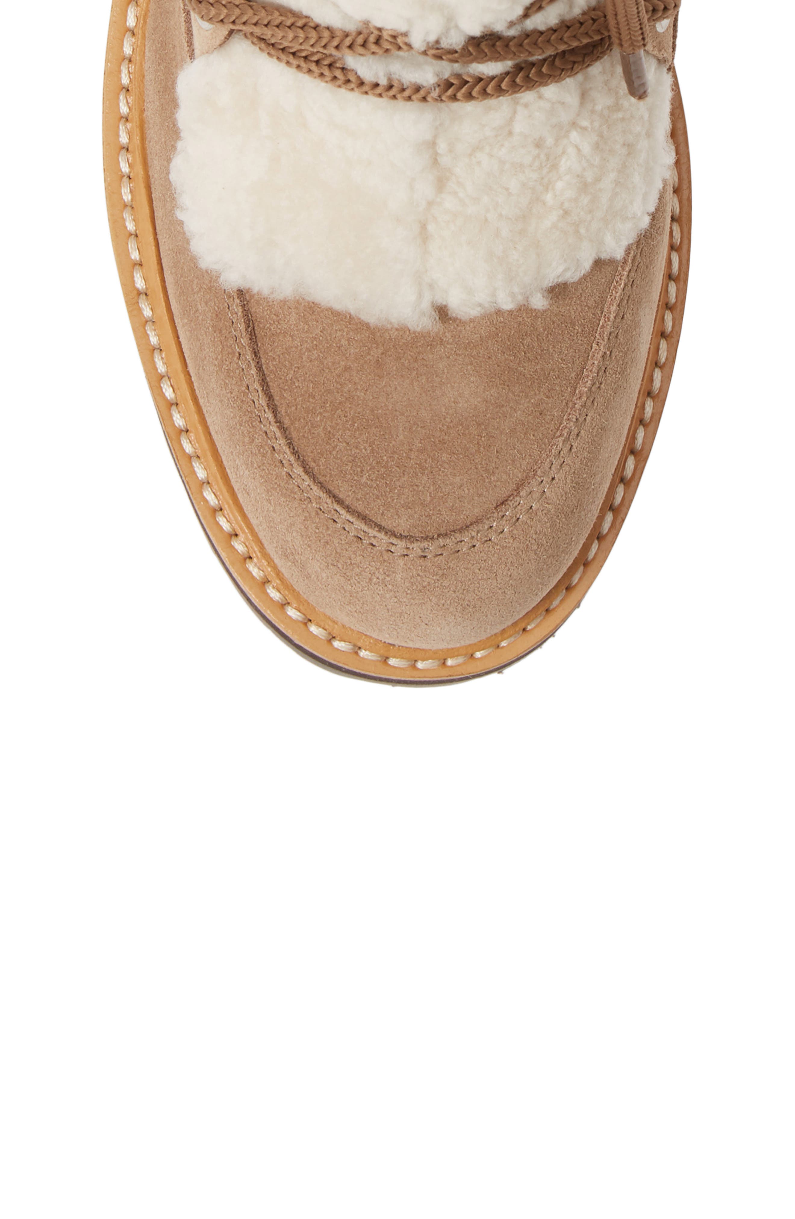 Isha Genuine Shearling Hiking Boot, Alternate, color, NATURAL/ TABACCO