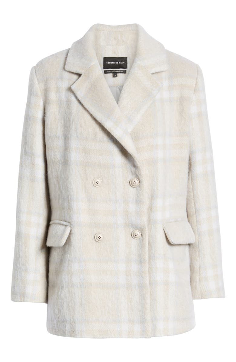 Something Navy Double Breasted Plaid Jacket, Alternate, color,