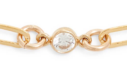 Nashelle Everly Cubic Zirconia Paperclip Bracelet In Gold Fill