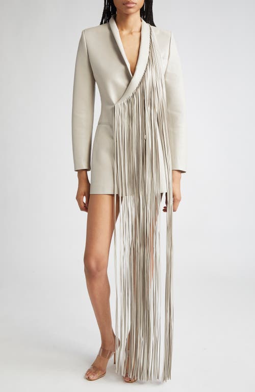 Shop Diesel ® G-shank Fringe Faux Leather Blazer In Pale/grey